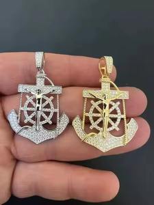 Pendentif Croix Ancre Jésus-Christ pour Homme en MOISSANITE Véritable, Argent Sterling 925 Massif, Finition Or ou Rhodium, Passe le Testeur de Diamant - Product Image 4