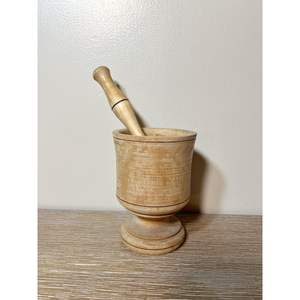 Mortier et pilon traditionnels en bois de manguier, broyeur de masala pour les herbes et les épices - Product Image 4