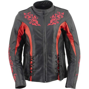 Chaqueta de Motociclista Clásica de Cuero y Textil para Mujer SAMROZ SPORTS - Uso Durante Todo el Año - Product Image 1