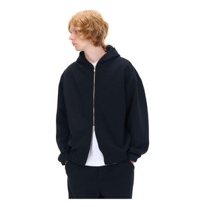 Conjunto de Sudadera con Capucha Oversize Gris con Cordón, de Algodón de Color Liso, Tejido French Terry, Unisex, para Otoño, Largo Regular - Product Image 5