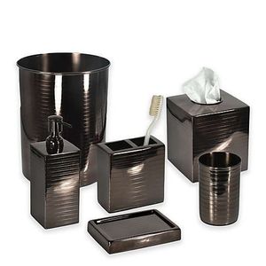 Galvanized Iron Metal With Wooden Top Seven Piece Set Silver Color <b>Bathroom</b> Set Style Handicrafts <b>Bathroom</b> Ware - Product Image 3