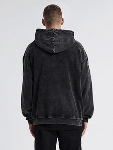 Sweat-shirt à capuche en molleton noir pour homme, avec poche avant, 100% coton, coupe ample, style streetwear - Product Image 6