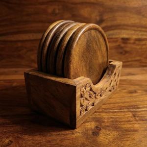 Posavasos de madera grabado con corte láser, tapete de geometría sagrada, decoración para yoga, meditación y altar, base de mesa hueca con veta de madera, regalo al por mayor - Product Image 6