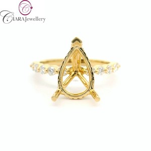 NOUVEAU MODÈLE 18K Au750 Blanc/Jaune/Or Rose & Bague de fiançailles bicolore avec diamant naturel 12x8mm en forme de poire pour mariage - Product Image 4