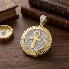 925 <b>Silver</b> Iced Out Egyptian ANKH CROSS Lab Grown Diamond Pendant for Birthday & Engagement Gift VVS <b>Charms</b> gifts for him - Product Image 2