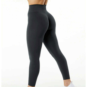 Street Style Activewear-Plus Size Options Women's High-Rise Seamless Gym Yoga Fitness <b>Leggings</b> Solid Summer Sports Trousers - Product Image 5