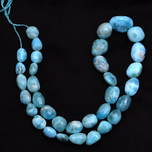 Larimar 10mm-14mm Gemstone Smooth Oval Tumbled <b>Beads</b> Natural Larimar Nugget Semiprecious Gemstone <b>Loose</b> <b>Beads</b> For Jewelry Making - Product Image 2