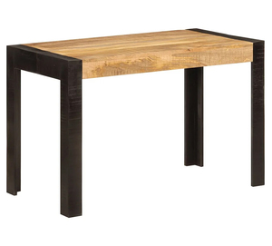 Table de cuisine et de salle à manger de style loft européen, durable, pliable, en bois de manguier massif, plateau rectangulaire, pieds en bois en forme de U, finition noire naturelle - Product Image 1
