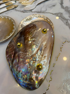 Mother-of-pearl bowl, 30-32cm long mother-of-pearl bowl, beautiful <b>large</b> mother-of-pearl bowl, home decoration, jewelry, fruit - Product Image 2