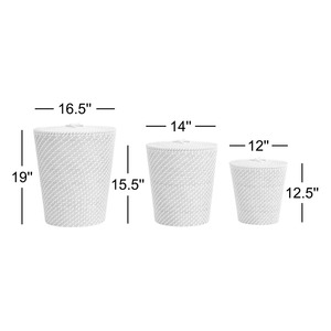 ชุดตะกร้าหวายทรงกลม 3 ใบ ก้นลาดเอียง ตะกร้าเก็บของทำมือ ขายส่ง เป็นมิตรกับสิ่งแวดล้อม ผลิตในเวียดนาม - Product Image 2