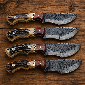 Couteau de chasse multifonctionnel artisanal en acier à haute teneur en carbone, 9 pouces, manche en corne, pour le camping, avec étui en cuir pour une utilisation en extérieur - Product Image 2