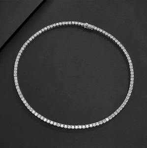 Collar de tenis con diamantes de moissanita de corte redondo estilo vintage, colgante fino para compromiso, boda, regalo, fiesta o aniversario - Product Image 1