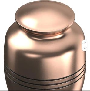 Urne funéraire moderne de luxe en aluminium or rose, pot à cendres décoratif, récipient commémoratif personnalisé - Product Image 2