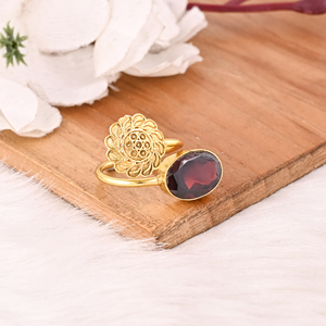 <b>Adjustable</b> Garnet Hydro Gemstone Gold Plated Brass <b>Ring</b> Handmade Stylish Jewelry for women - Product Image 4