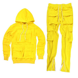 Conjunto de Sudadera con Capucha Rosa y Pantalones Cargo, Chándal Informal Unisex de Manga Larga, Color Sólido, Cierre con Cordón, Ropa de Primavera - Product Image 4