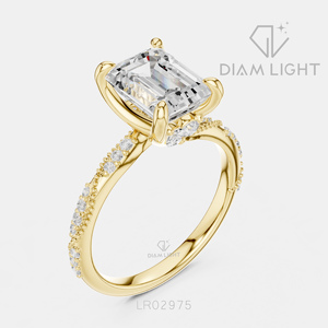 Bague de fiançailles en or blanc 14 carats avec diamant de laboratoire taille émeraude 2,56 carats, couleur F+, clarté VS+, certifiée IGI, idéale pour un cadeau - Product Image 5