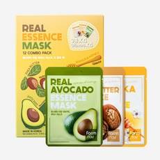 Farmstay Real Essence Maschera in Tessuto Biologica Confezione Combo 1 Scatola 3 Pezzi 12 Pezzi Scontati Burro di Karité Avocado Miele di Manuka - Product Image 1
