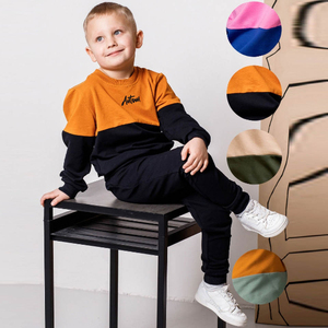 Ensemble de survêtement personnalisé pour enfants garçons, collection automne, deux pièces, sweat-shirt à manches longues et pantalon de jogging, color block, vente en gros - Product Image 4