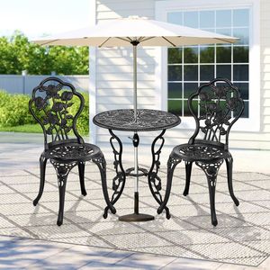 Set da 3 Pezzi in Alluminio Pressofuso per Ogni Condizione Atmosferica: Tavolo e Sedie da Bistrò per Esterni, Set da Giardino per Cortile - Product Image 4