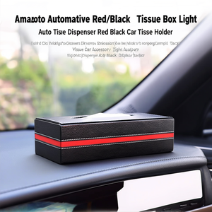 กล่องใส่กระดาษทิชชู่ในรถยนต์สีแดง/ดำ ยี่ห้อ Amato Automotive อุปกรณ์ตกแต่งรถยนต์ ที่ใส่กระดาษทิชชู่ในรถยนต์สีแดงดำ - Product Image 3