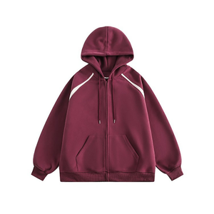 Men's White Hooded Zip-Up Sweatshirt Oversized Fit Casual Fleece Knitted With Pocket Design Autumn Wear - Product Image 6