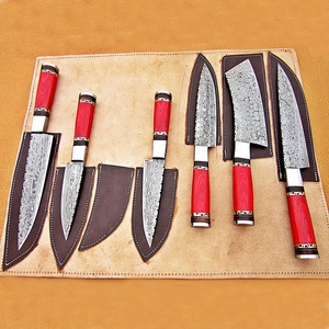 Professional 6 Piece Damascus Steel Kitchen <b>Knife</b> <b>Set</b> Chef Santoku Cleaver Utility Paring <b>Knife</b> with Wood Handle Custom Logo - Product Image 4