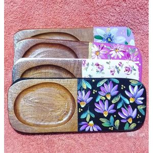 Plateau de service décoratif en bois imprimé pour le thé, le café, les collations, le petit-déjeuner dans la cuisine - Product Image 1