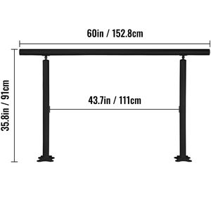 Kit Ringhiera per Scale in Alluminio Nero Regolabile da Esterno 5 FT, 0-5 Gradini, Corrimano per Anziani, Dispositivi di Assistenza - Product Image 5