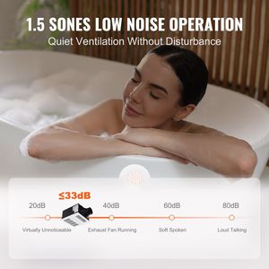 Ventilatore da Bagno ad Alta Efficienza 1500W con Ventilazione 110 CFM, Bassa Rumorosità 1.5sones, Risparmio Energetico, Riscaldamento 110V - Product Image 4