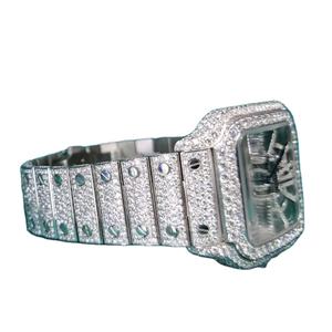 Genuino original para reloj de lujo con incrustaciones de diamante natural Moissanite moda clásica Simple Acero inoxidable zafiro cristal cuarzo - Product Image 1