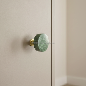 Bouton rond en marbre vert AG Elements |   Meubles de cuisine et quincaillerie minimalistes de luxe en pierre naturelle - Product Image 1