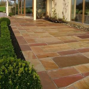 Piedra de pavimentación Shivara Stones Modak Sandstone, diseño moderno, superficie cortada a máquina, tonos rosa y amarillo para exteriores, para patio y terraza. - Product Image 3
