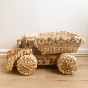Superior quality rattan construction toy vehicle kids play <b>cars</b> and trucks natural weave truck toys - Product Image 1