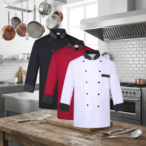 Vestes de chef personnalisées avec logo, couleur au choix, légères, confortables, à double boutonnage et bordure rayée - Product Image 6