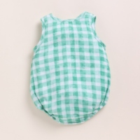 Romper Muslin Organik Kualitas Premium Motif Kotak Sage untuk Tempat Tidur Bayi dan Candy 3-6M