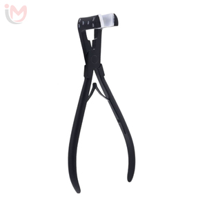 Pince à extensions de cheveux en acier inoxydable avec poignées noires pour l'installation et le retrait des micro-anneaux - Product Image 2