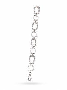 ELVORA GEMS Pulsera de Eslabones Geométricos Plateada con Cristales de Estrás Engastados, Joyería Clásica Unisex para Fiestas, Modelo ELVO22-1 - Product Image 3