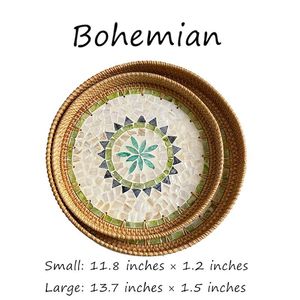 Décoration de style service de thé du soir, écologique, classique et haut de gamme, en rotin et osselet de nacre, avec ensemble MOP UO INDIA - Product Image 2