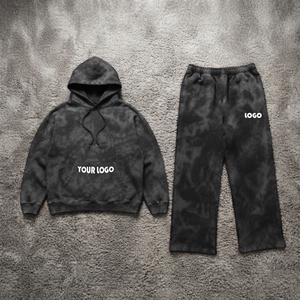 Ensemble sweat à capuche et pantalon en molleton tie-dye personnalisé, unisexe, coupe ample décontractée, longueur intégrale, 100% coton, avec logo - Product Image 5