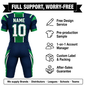 Ensemble d'uniformes de football américain personnalisés pour hommes, sublimés, col en V, manches courtes, polyester respirant, ajustés, toutes saisons - Product Image 2
