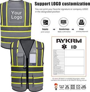 Chaleco de Trabajo Unisex de Alta Visibilidad, Reflectante, de Poliéster, con Impresión por Transferencia de Calor, Múltiples Bolsillos, Uniforme de Seguridad, con Detección de Agujas - Product Image 5
