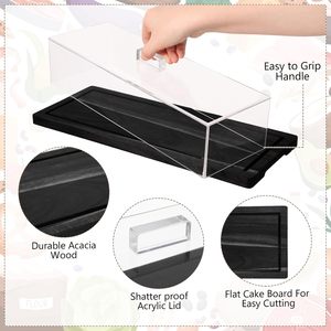 Bandeja de servir de madera negra natural con cubierta acrílica transparente, plato para exhibir alimentos, contenedor para hoteles y restaurantes, venta al por mayor - Product Image 2
