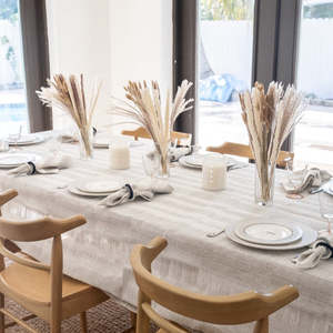 Tovaglia a Righe in Misto Lino Seville di Mode Living - Elegante, Resistente al Vino e Durevole per Cene ed Eventi - Product Image 2
