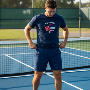 T-shirt de performance pour homme personnalisé pour pickleball, respirant, séchage rapide, tissu doux au toucher, col rond, athlétique, performance en intérieur, OEM ODM - Product Image 5
