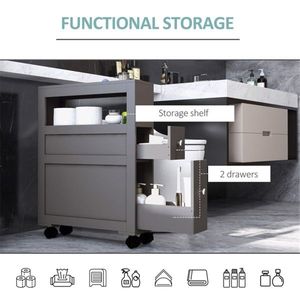 Gray Bathroom Side Storage Cabinet for Small Space Bathroom Furniture Organization - Product Image 5