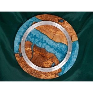 Highest Quality Round Wooden Lazy Susan Handmade Natural Wood Grain Design Classic Style Wood & Resin Durable for Business Gifts - Product Image 3
