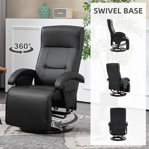 Poltrona Reclinabile Girevole a 135 Gradi con Base in Legno, Seduta Imbottita, Braccioli e Funzionamento Manuale, Spugna per un Comfort Ottimale - Product Image 6