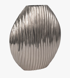 Jarrón Decorativo Moderno de Metal Plateado, Aluminio Acanalado, Ecológico, Personalizable, para Hotel, Centro de Mesa para Bodas, Hecho a Mano, Venta al Por Mayor - Product Image 4