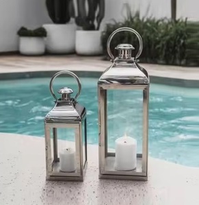 Elegant Tabletop Stainless Steel <b>Lantern</b> For Dining Decor Creating Refined Atmosphere For Events & Weddings - Product Image 2