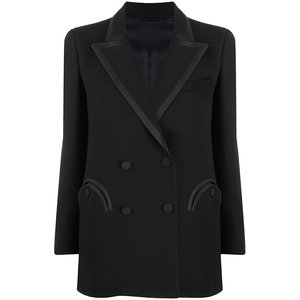 Blazer Negro Antiarrugas para Mujer, Hecho a Medida, Doble Botonadura, Tejido, para Negocios o Hermandades, con Logotipo Bordado, Precios Económicos - Product Image 3